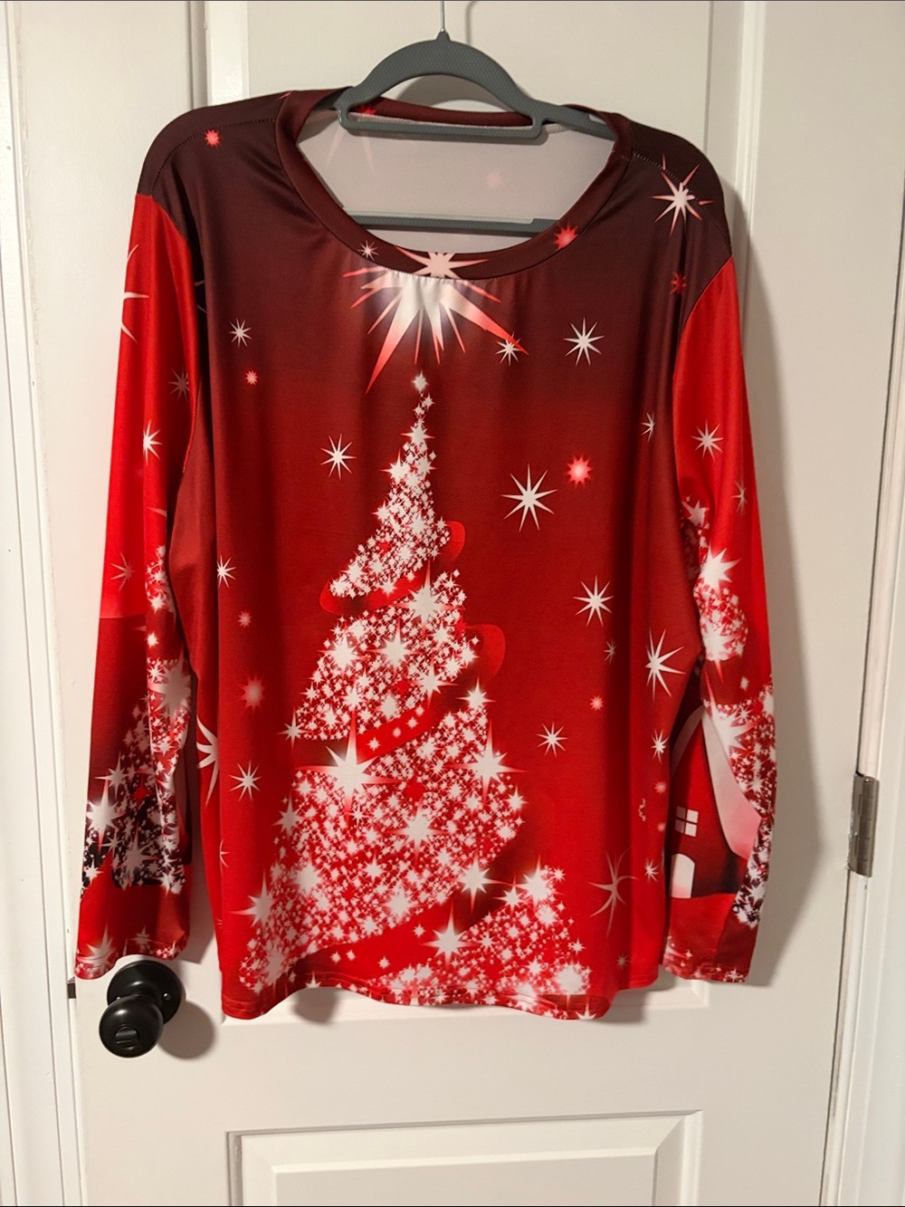 Red Women's Holiday Long-Sleeve Top..Size 2XL